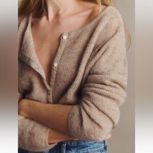 Sezane Gaspard Cardigan Cozy Beige Tan Women's Sweater